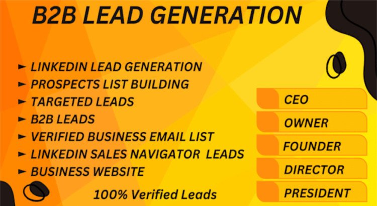 I will provide b2b lead generation, targeted leads, linkedin leads and email list building.