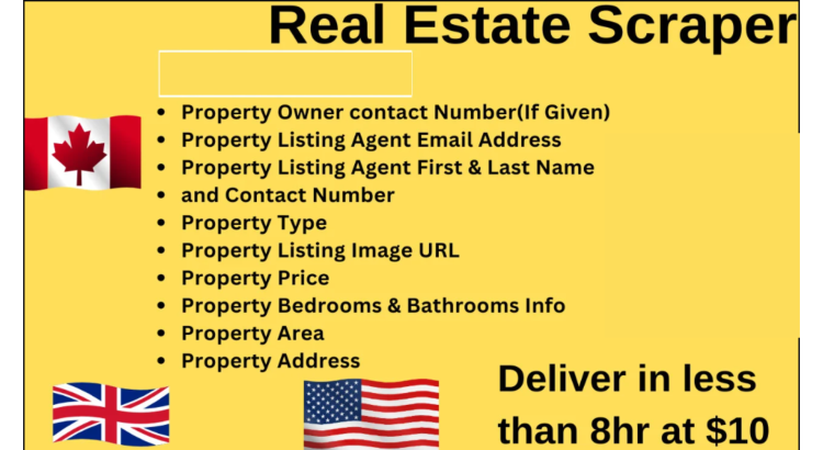 I will do real estate data scraping, real estate agents scraper, scrape real estate